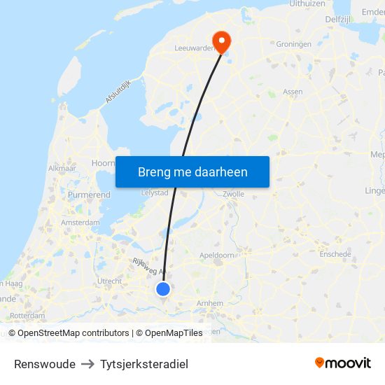 Renswoude to Tytsjerksteradiel map