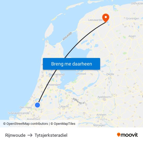 Rijnwoude to Tytsjerksteradiel map