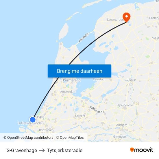 'S-Gravenhage to Tytsjerksteradiel map