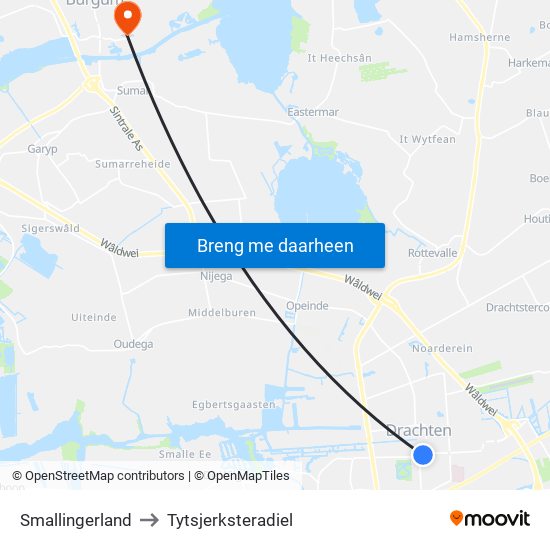 Smallingerland to Tytsjerksteradiel map