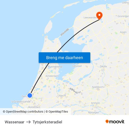 Wassenaar to Tytsjerksteradiel map