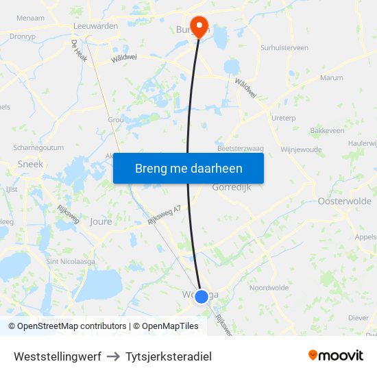 Weststellingwerf to Tytsjerksteradiel map