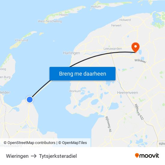 Wieringen to Tytsjerksteradiel map