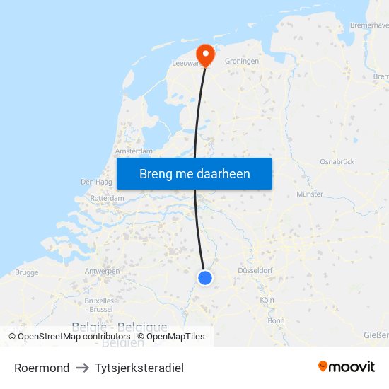 Roermond to Tytsjerksteradiel map