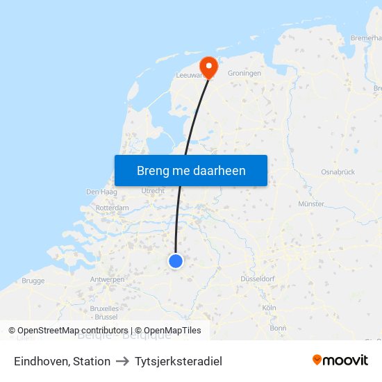 Eindhoven, Station to Tytsjerksteradiel map