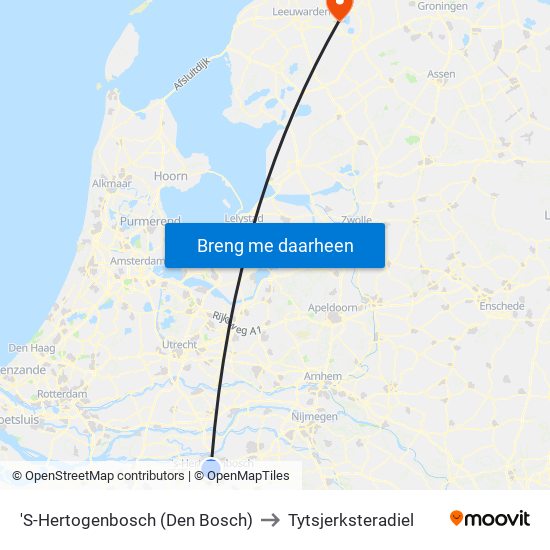 'S-Hertogenbosch (Den Bosch) to Tytsjerksteradiel map