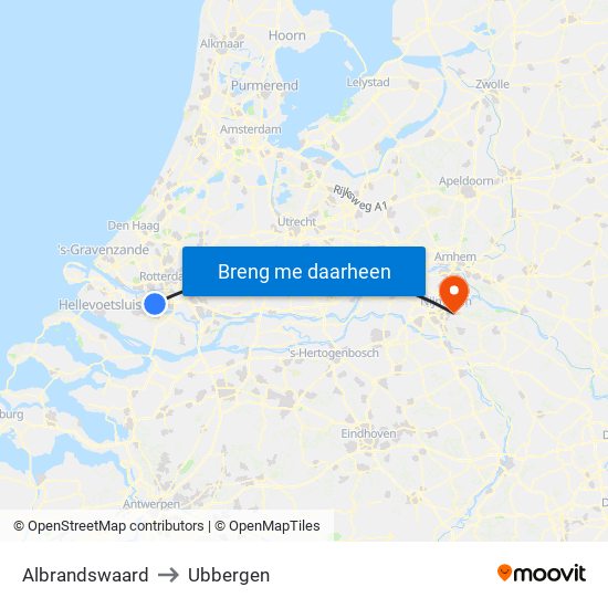 Albrandswaard to Ubbergen map