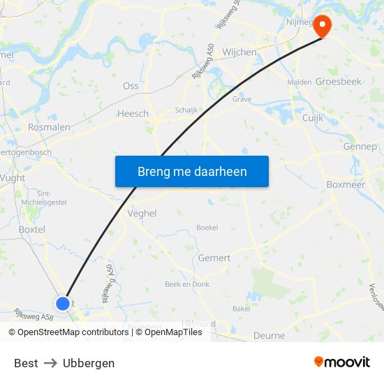 Best to Ubbergen map