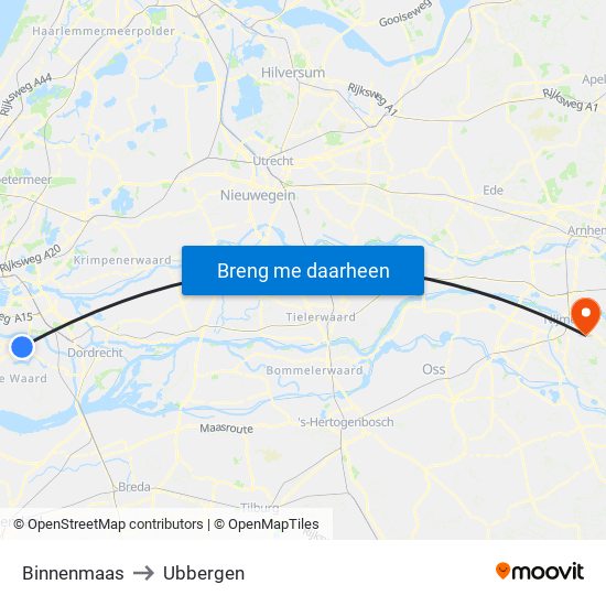 Binnenmaas to Ubbergen map