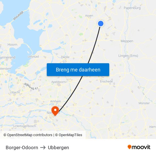 Borger-Odoorn to Ubbergen map