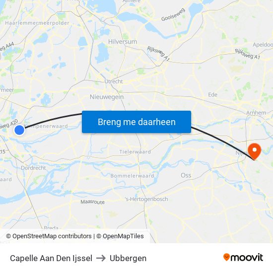 Capelle Aan Den Ijssel to Ubbergen map