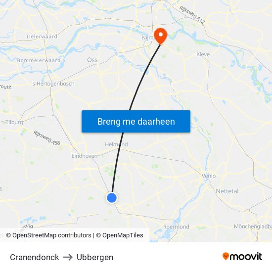 Cranendonck to Ubbergen map