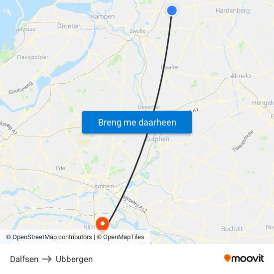 Dalfsen to Ubbergen map