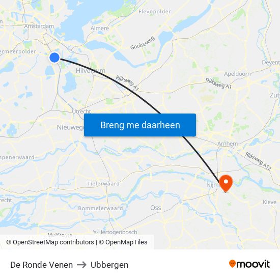 De Ronde Venen to Ubbergen map
