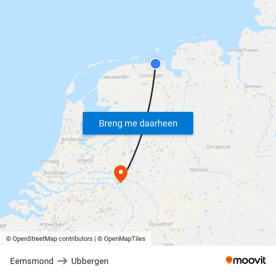 Eemsmond to Ubbergen map