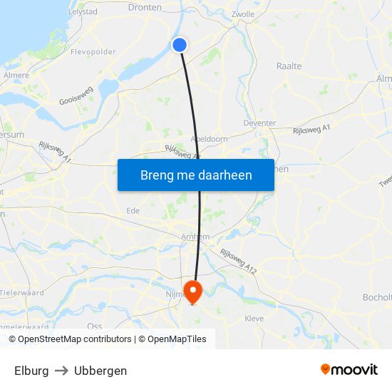 Elburg to Ubbergen map
