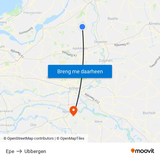 Epe to Ubbergen map