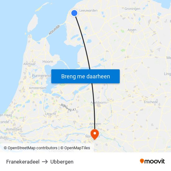 Franekeradeel to Ubbergen map