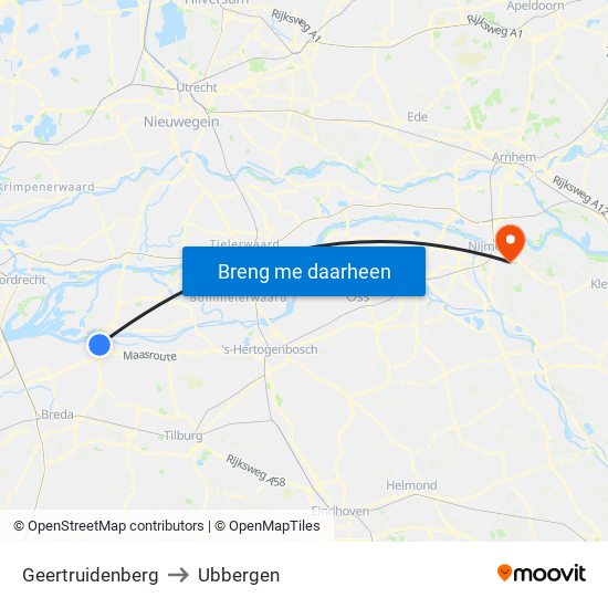 Geertruidenberg to Ubbergen map