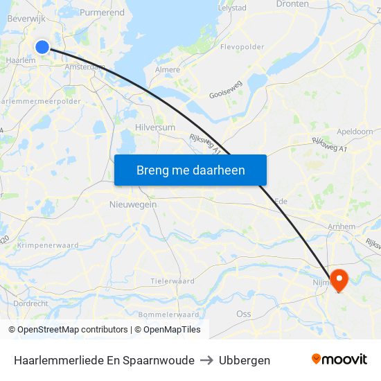 Haarlemmerliede En Spaarnwoude to Ubbergen map