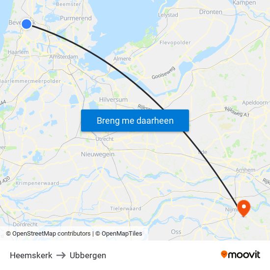 Heemskerk to Ubbergen map