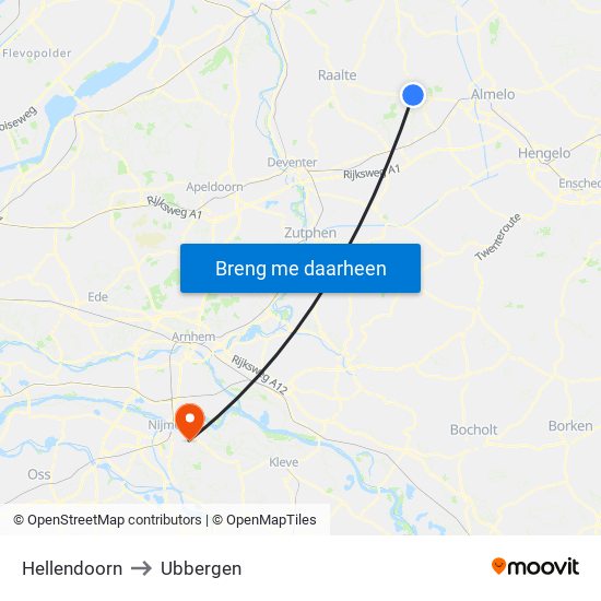 Hellendoorn to Ubbergen map