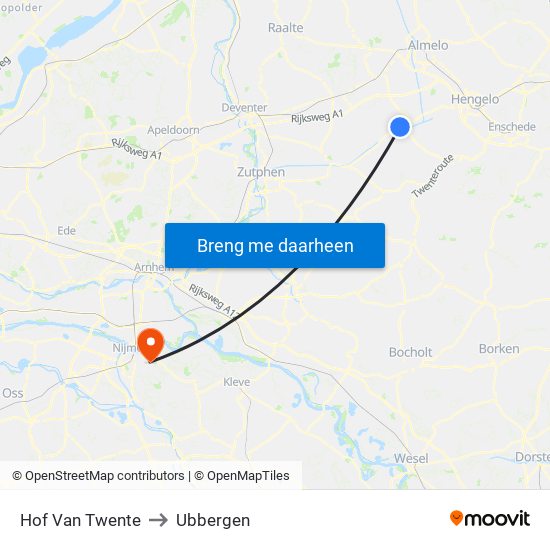 Hof Van Twente to Ubbergen map
