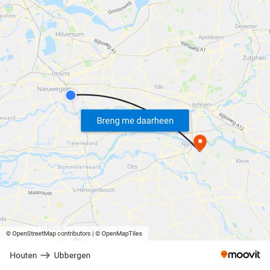 Houten to Ubbergen map