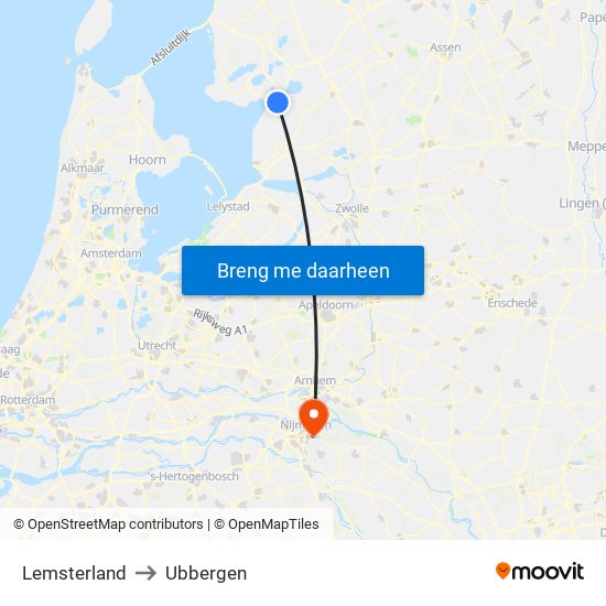 Lemsterland to Ubbergen map