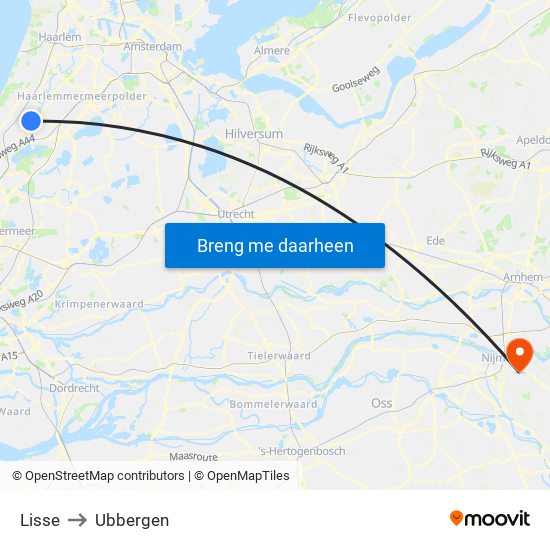 Lisse to Ubbergen map