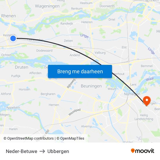 Neder-Betuwe to Ubbergen map