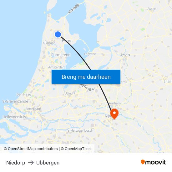Niedorp to Ubbergen map