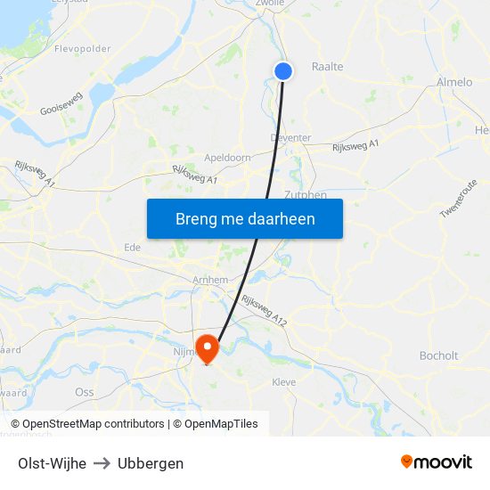 Olst-Wijhe to Ubbergen map