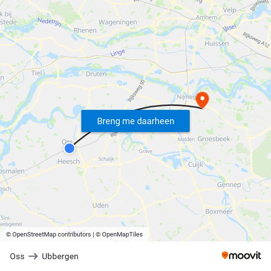 Oss to Ubbergen map