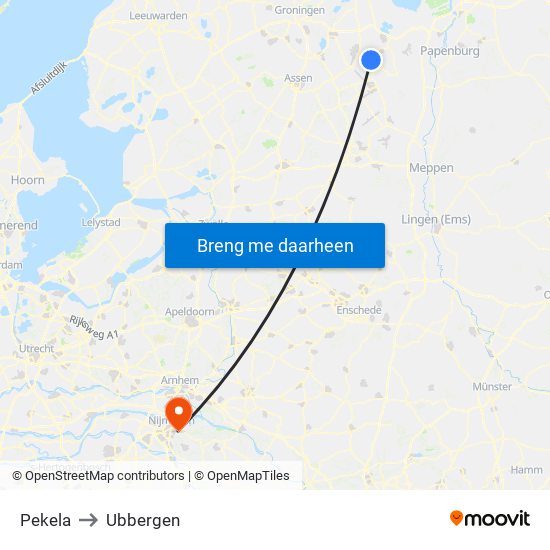 Pekela to Ubbergen map