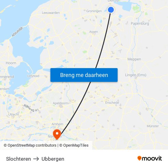 Slochteren to Ubbergen map