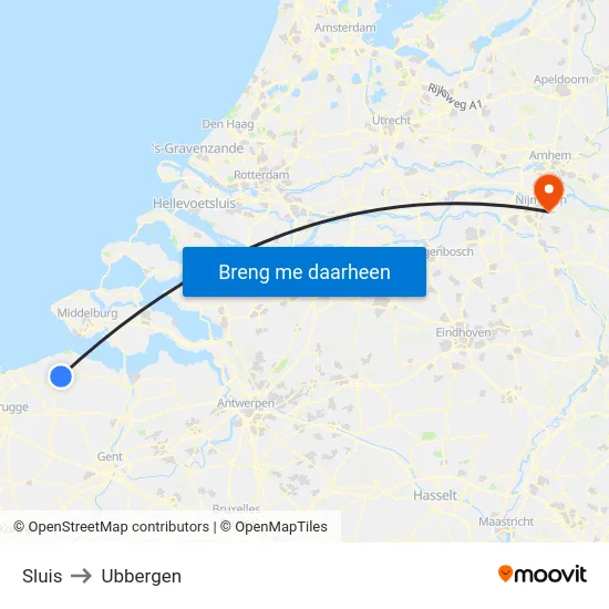 Sluis to Ubbergen map