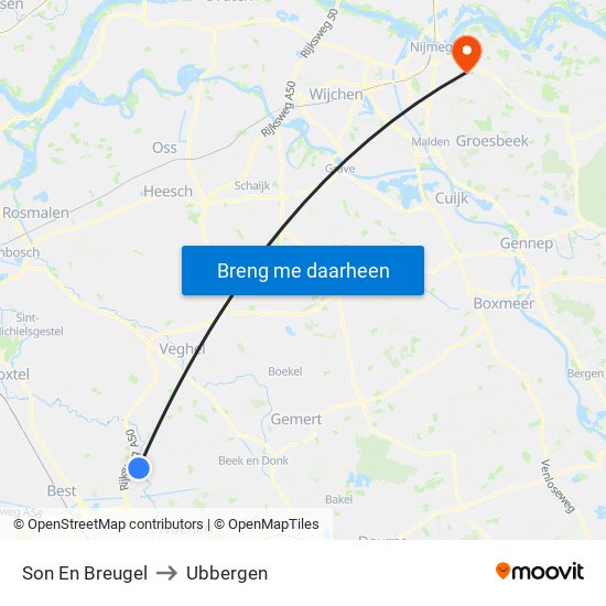 Son En Breugel to Ubbergen map