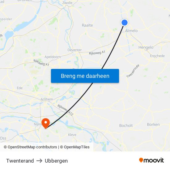 Twenterand to Ubbergen map