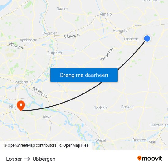 Losser to Ubbergen map