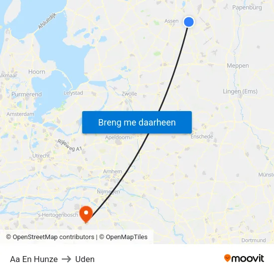 Aa En Hunze to Uden map