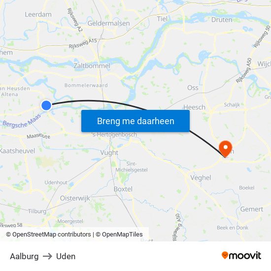 Aalburg to Uden map