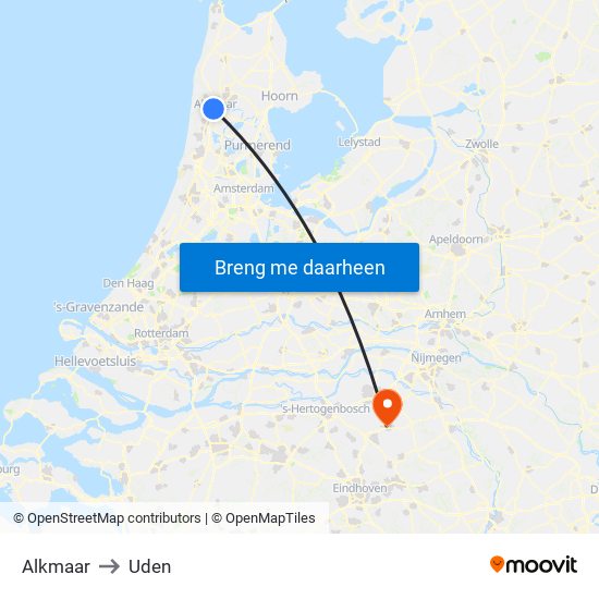 Alkmaar to Uden map