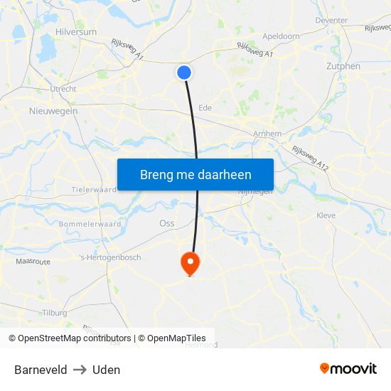 Barneveld to Uden map