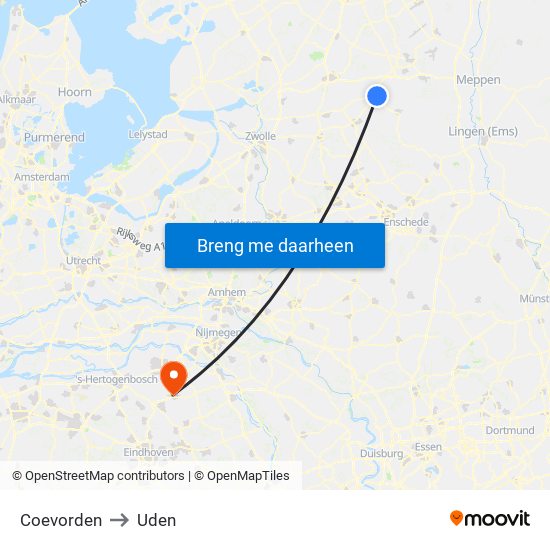 Coevorden to Uden map