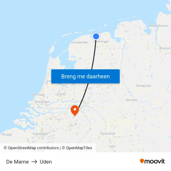 De Marne to Uden map
