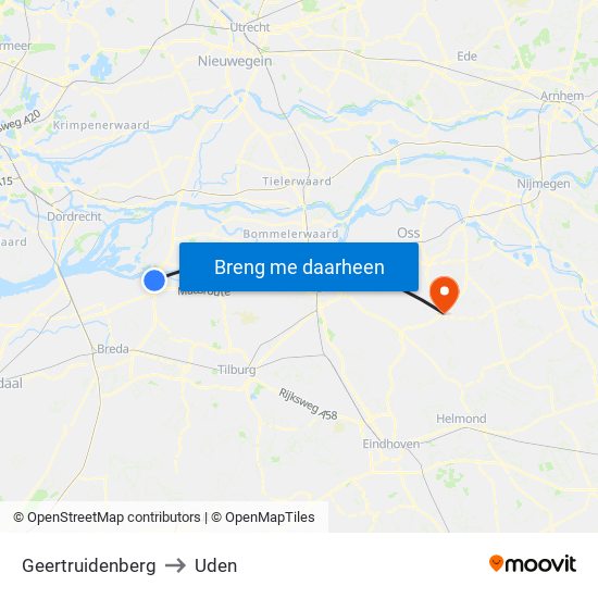 Geertruidenberg to Uden map