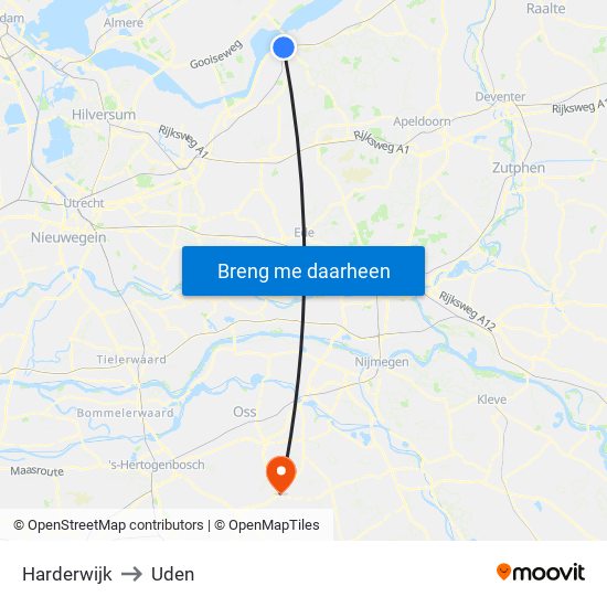 Harderwijk to Uden map