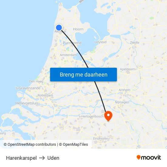 Harenkarspel to Uden map