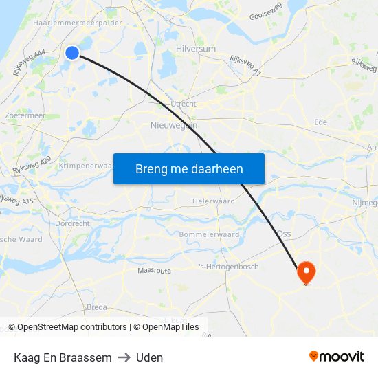 Kaag En Braassem to Uden map